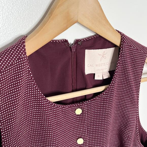 Gal Meets Glam Collection Womens Fit And Flare Dress Wine Red 6 Pockets Preppy - Picture 5 of 10